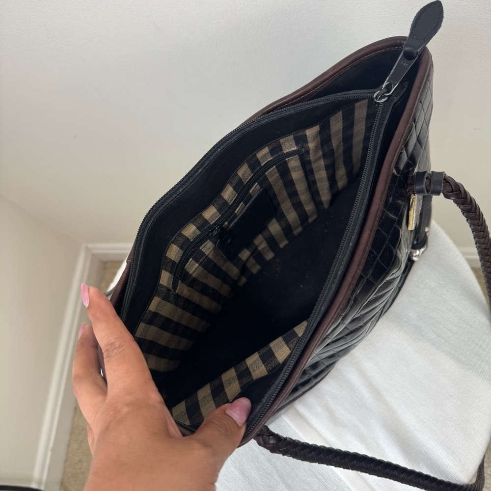 VINTAGE Brighton Satchel Croc Leather Handbag Purse 133757 Black & Brown - Picture 7 of 10